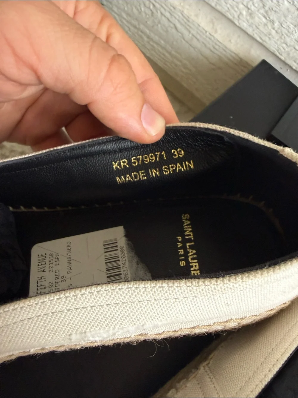 NEW | SAINT LAURENT Canvas Elba Logo Embroidered Espadrilles 39 Panna Flats